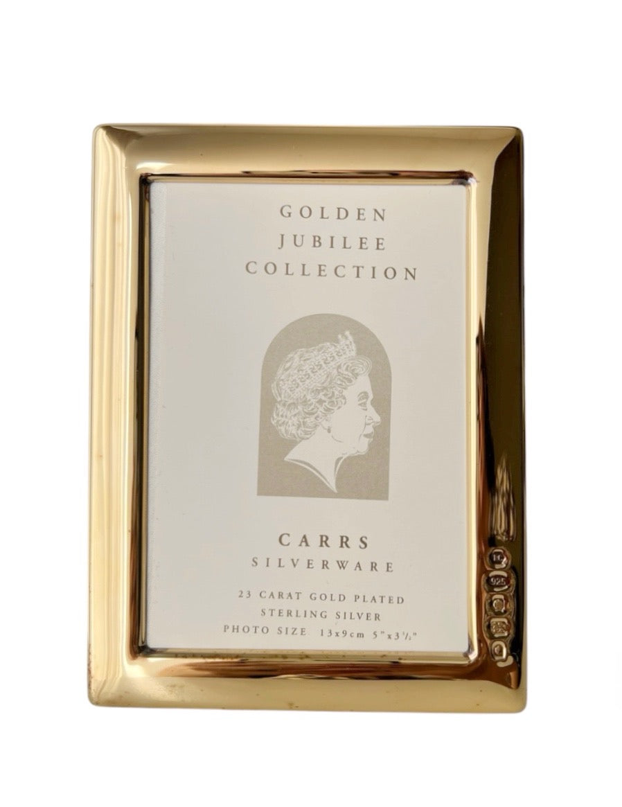 Carrs Golden Jubilee 23ct Gold Plated Sterling Silver Photo Frame, Boxed 2002
