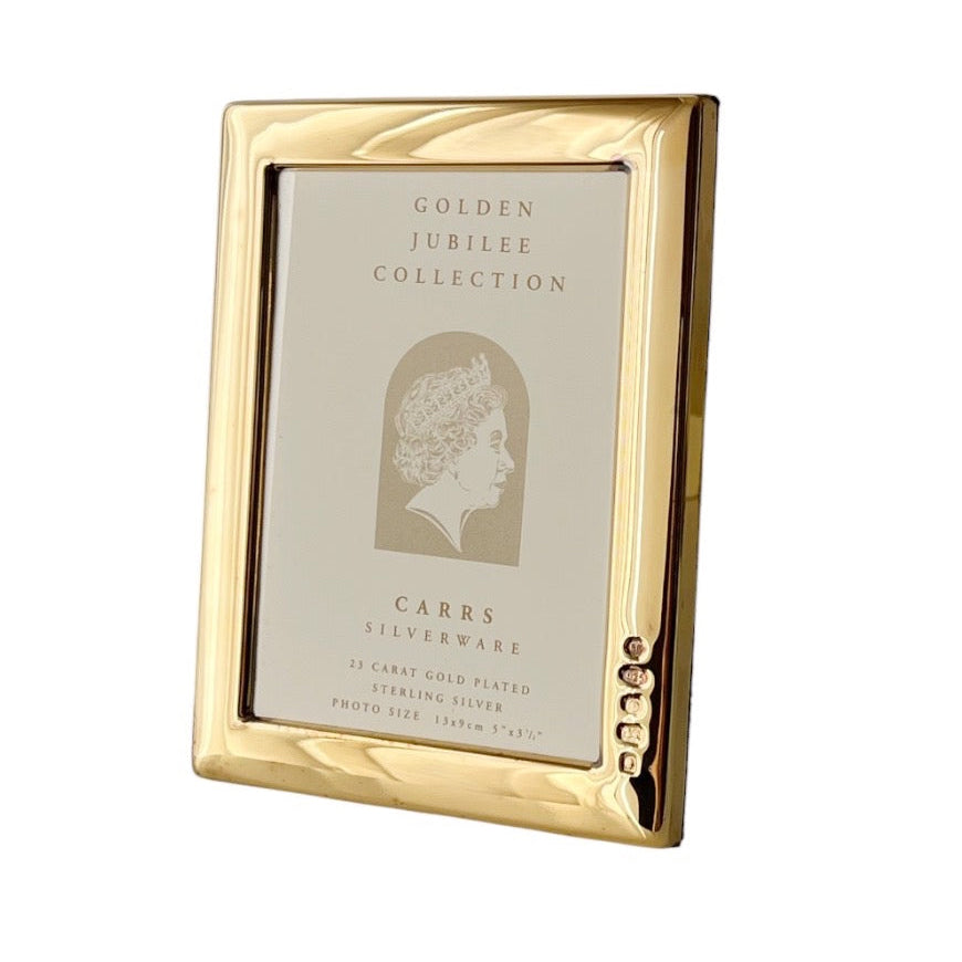 Carrs Golden Jubilee 23ct Gold Plated Sterling Silver Photo Frame, Boxed 2002