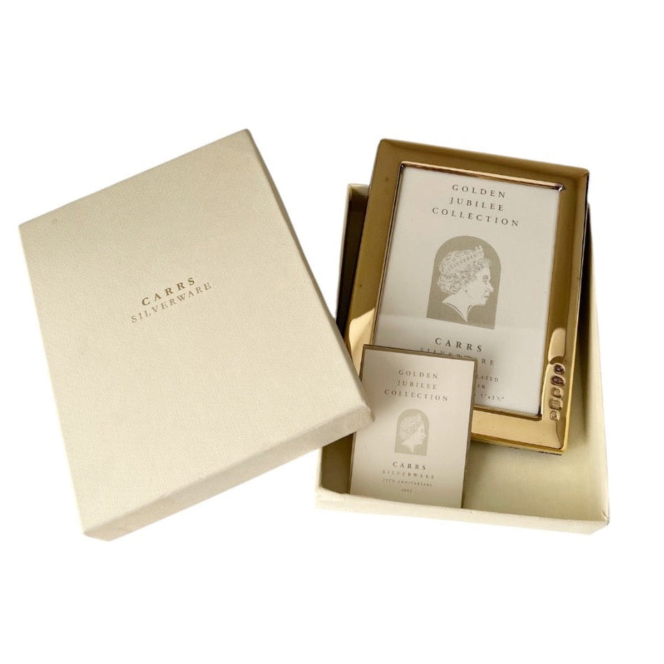 Carrs Golden Jubilee 23ct Gold Plated Sterling Silver Photo Frame, Boxed 2002