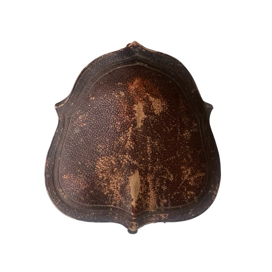 Antique Brown Leather Jewellery Presentation Case with Blue Velvet Interior