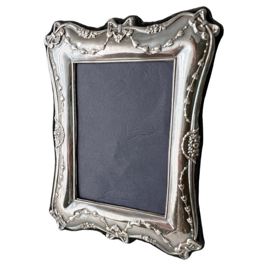 Sterling Silver Photo Frame – Keyford Frames Ltd, Birmingham 1993, Ribbon & Garland Design