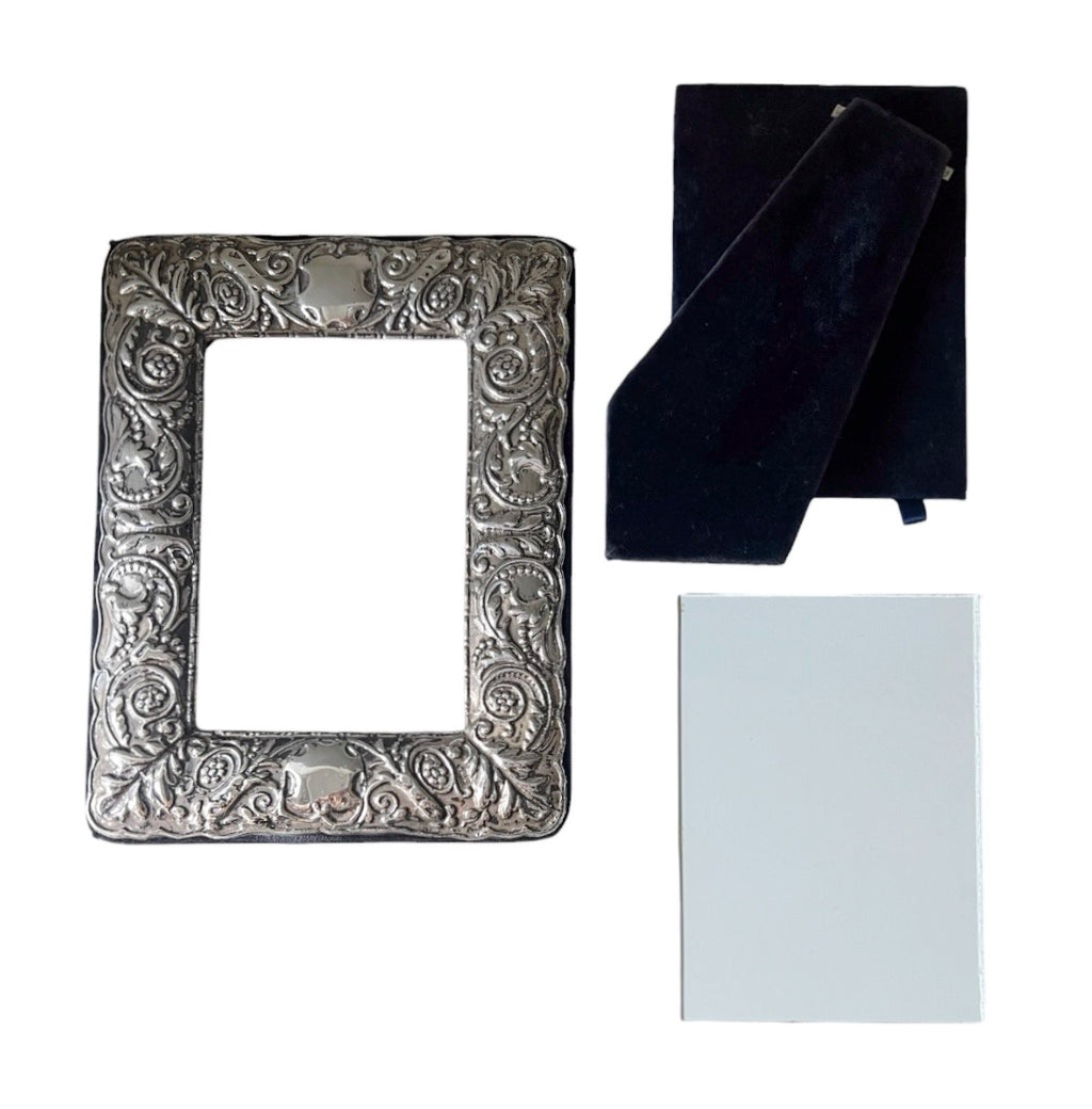 Sterling Silver Photo Frame – Birmingham 1996, Ornate Repoussé Floral Design
