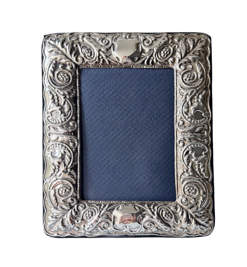 Sterling Silver Photo Frame – Birmingham 1996, Ornate Repoussé Floral Design