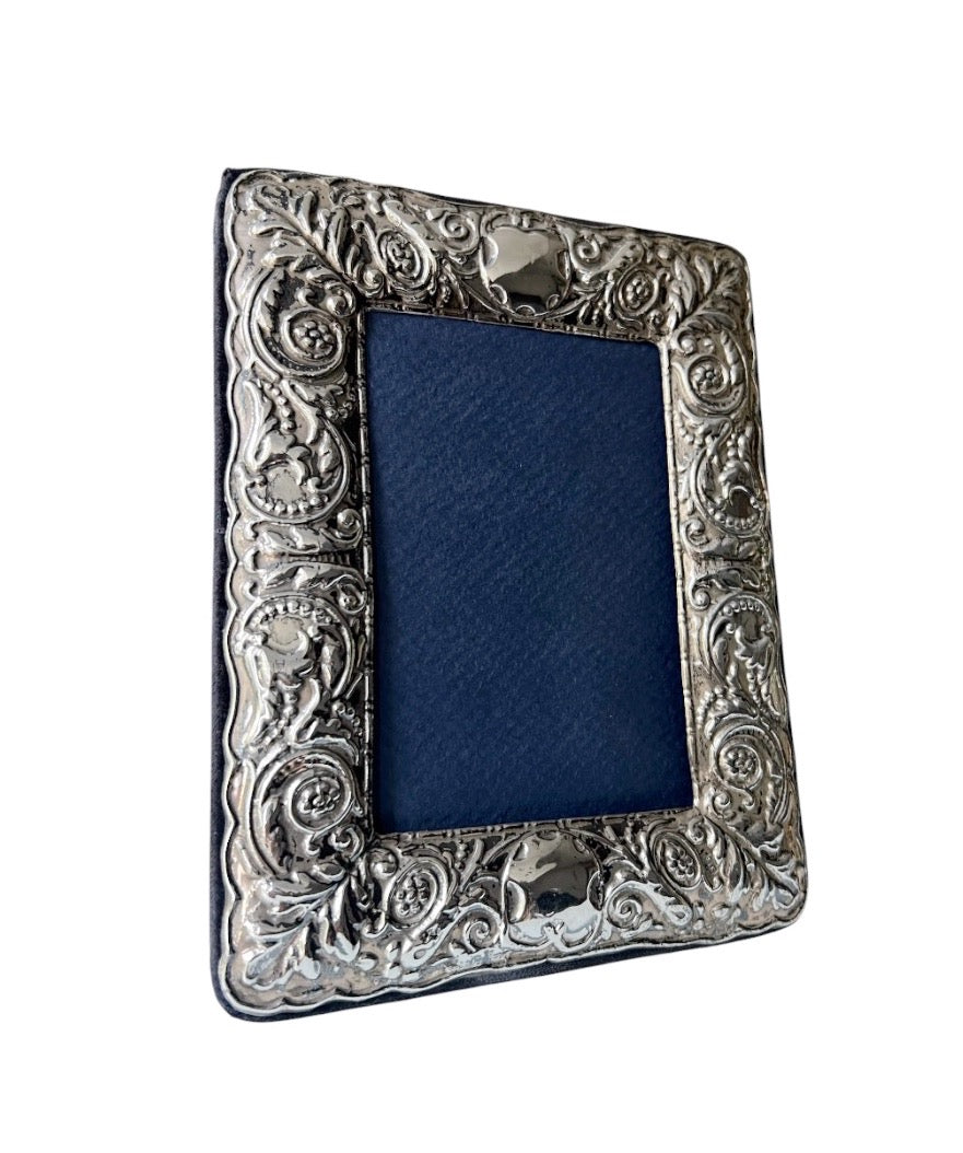 Sterling Silver Photo Frame – Birmingham 1996, Ornate Repoussé Floral Design