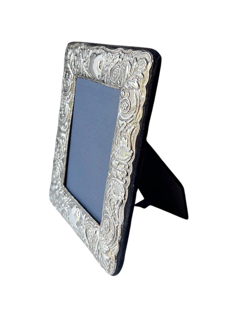 Sterling Silver Photo Frame – Birmingham 1996, Ornate Repoussé Floral Design
