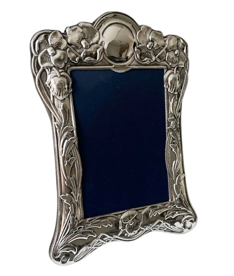 Vintage Sterling Silver Photo Frame – Carr’s Sheffield 1988, Art Nouveau Floral Design