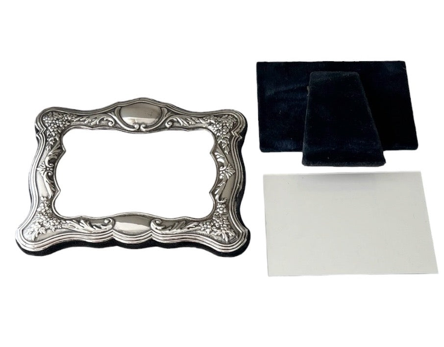 Vintage Carr’s Sterling Silver Photo Frame, Birmingham 1995, Ornate Floral Design
