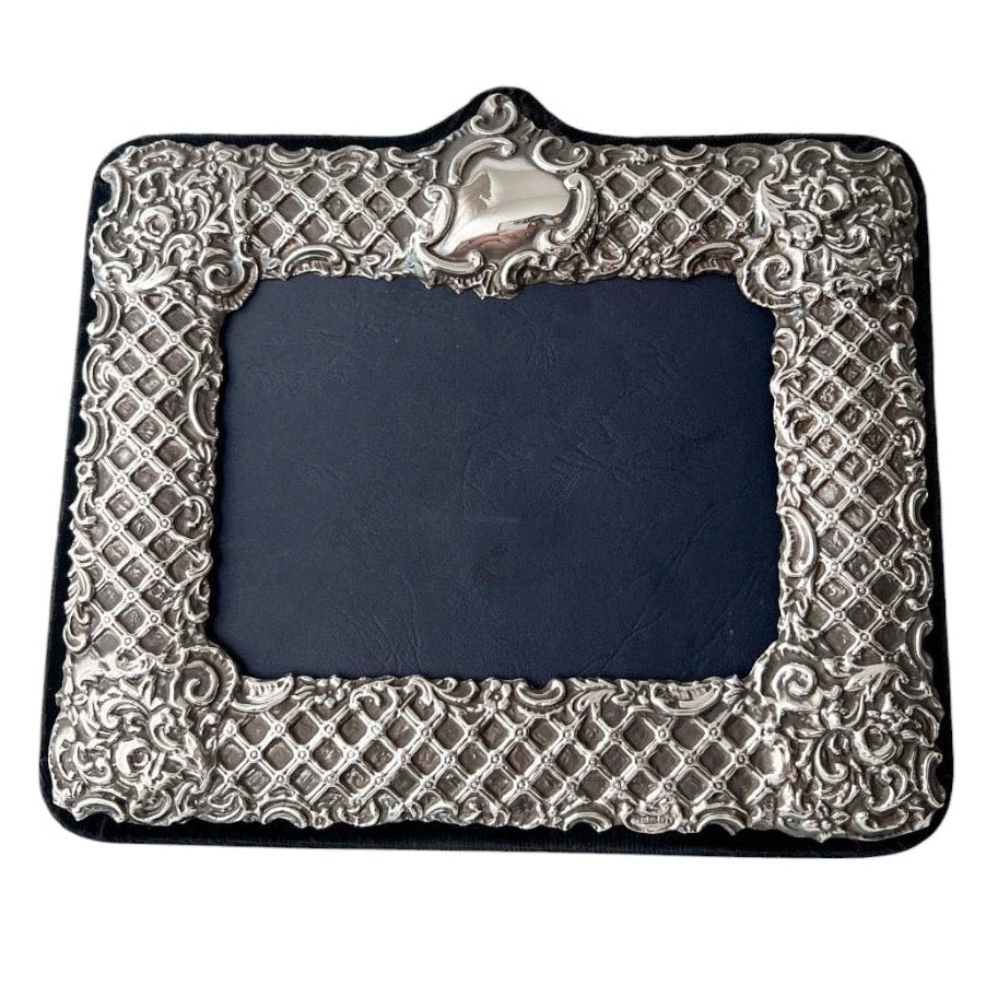 Keyford Frames Sterling Silver Photo Frame, Birmingham 1993, Ornate Lattice Design