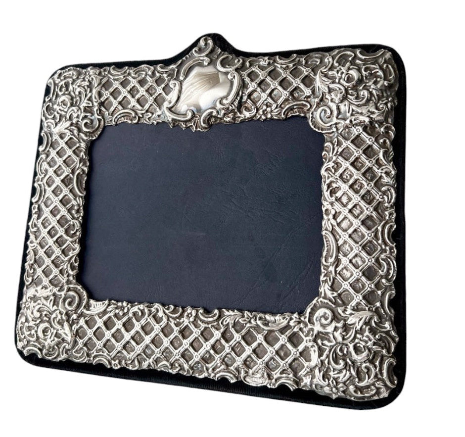 Keyford Frames Sterling Silver Photo Frame, Birmingham 1993, Ornate Lattice Design