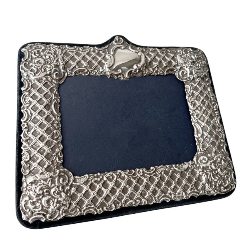Keyford Frames Sterling Silver Photo Frame, Birmingham 1993, Ornate Lattice Design