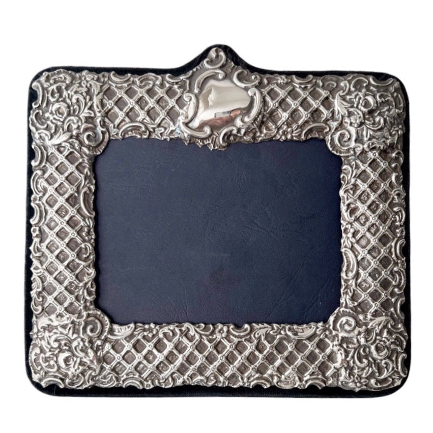 Keyford Frames Sterling Silver Photo Frame, Birmingham 1993, Ornate Lattice Design