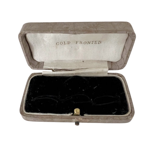 Antique Gold Fronted Jewellery Presentation Box with Black Velvet Interior