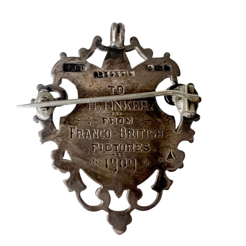 Edwardian Silver Presentation Watch Fob 1909 Franco British Inscribed Medal