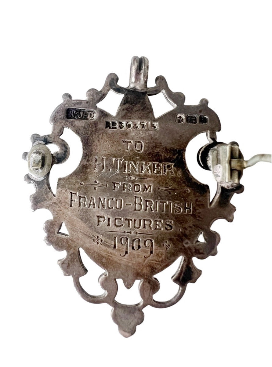 Edwardian Silver Presentation Watch Fob 1909 Franco British Inscribed Medal