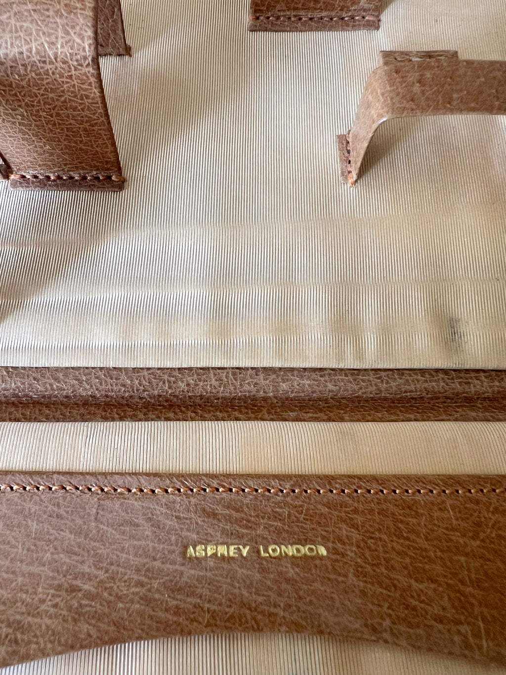 Asprey London Leather Travel Grooming Case Monogrammed Mid Century Gentleman Vanity Box