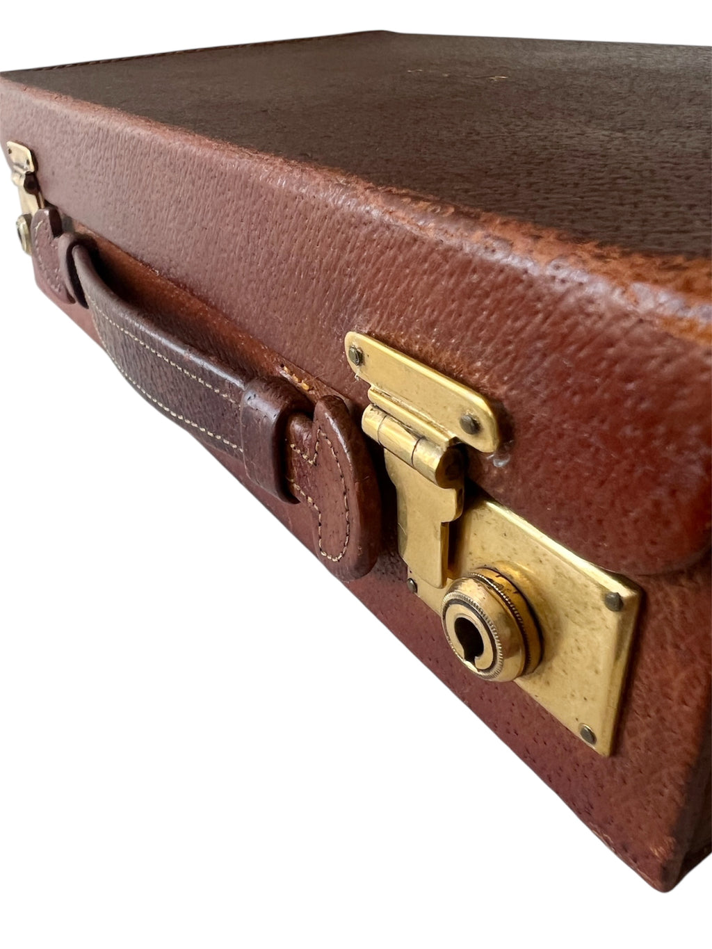 Asprey London Leather Travel Grooming Case Monogrammed Mid Century Gentleman Vanity Box