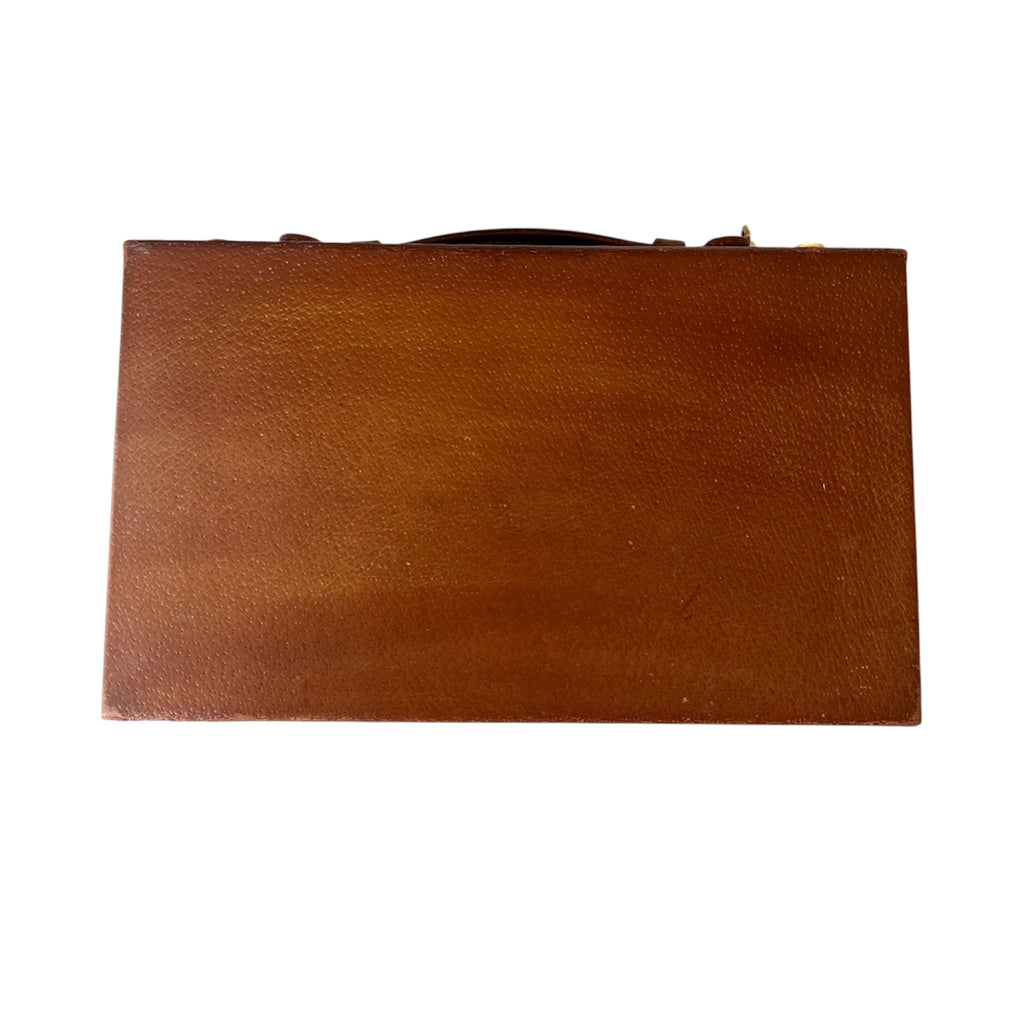 Asprey London Leather Travel Grooming Case Monogrammed Mid Century Gentleman Vanity Box