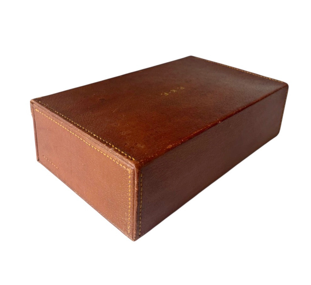 Asprey London Leather Travel Grooming Case Monogrammed Mid Century Gentleman Vanity Box