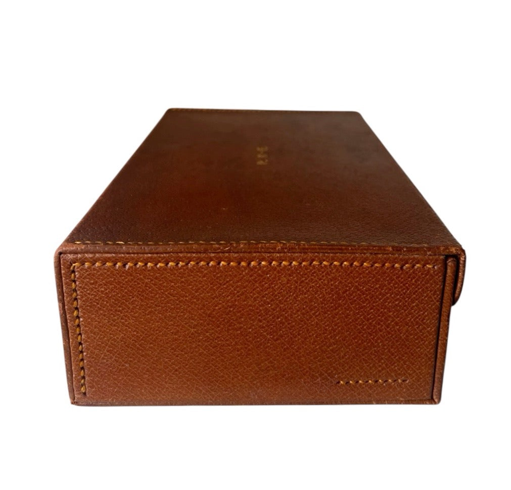 Asprey London Leather Travel Grooming Case Monogrammed Mid Century Gentleman Vanity Box