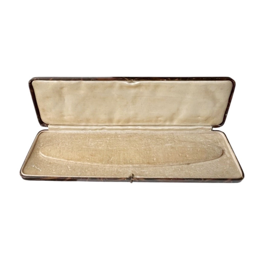 Antique Necklace Presentation Box in Brown Leather with Cream Velvet Lining