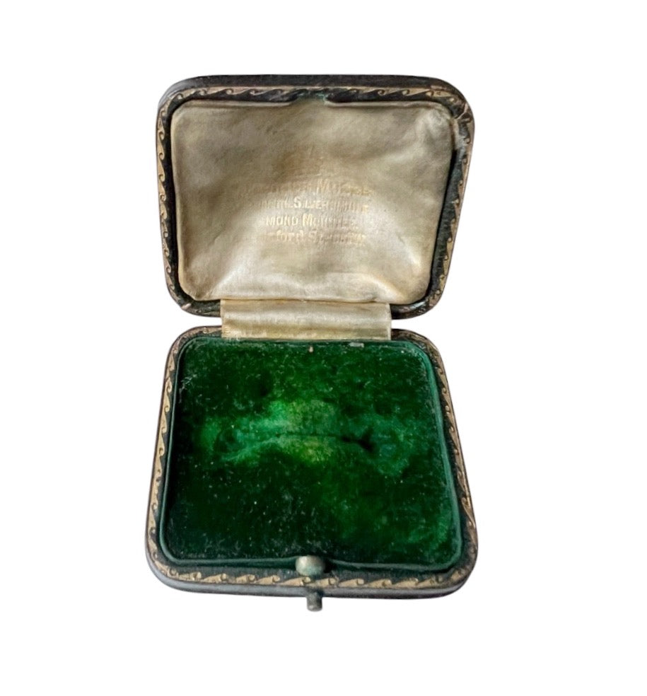 Antique Maurice Moses Jewellery Presentation Box, Green Velvet, London