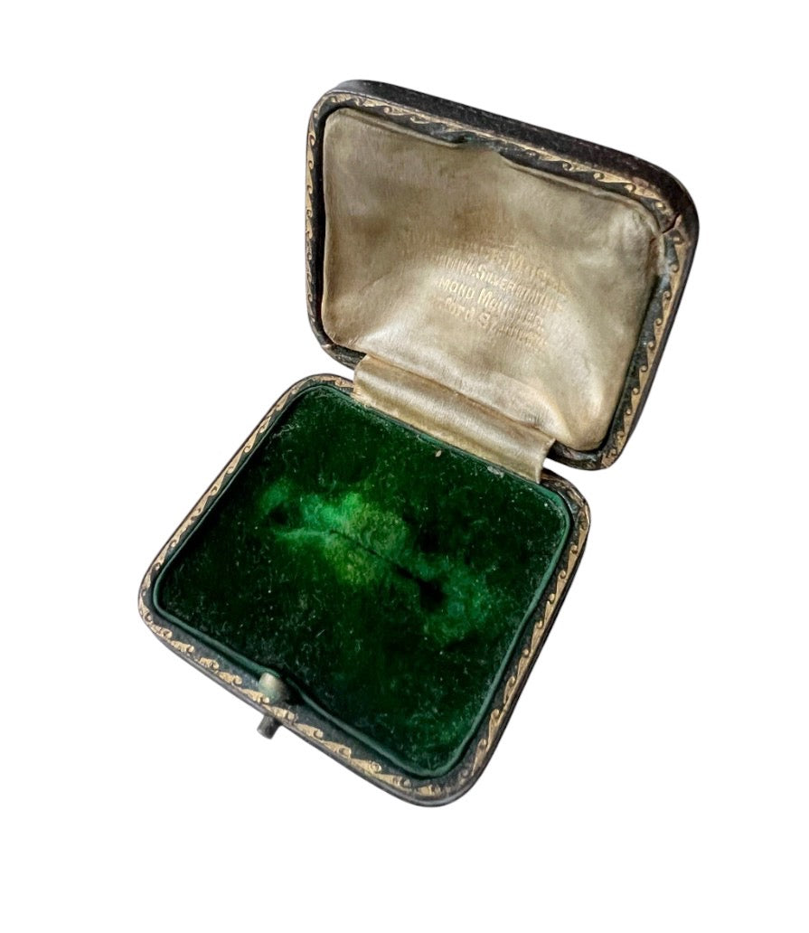 Antique Maurice Moses Jewellery Presentation Box, Green Velvet, London