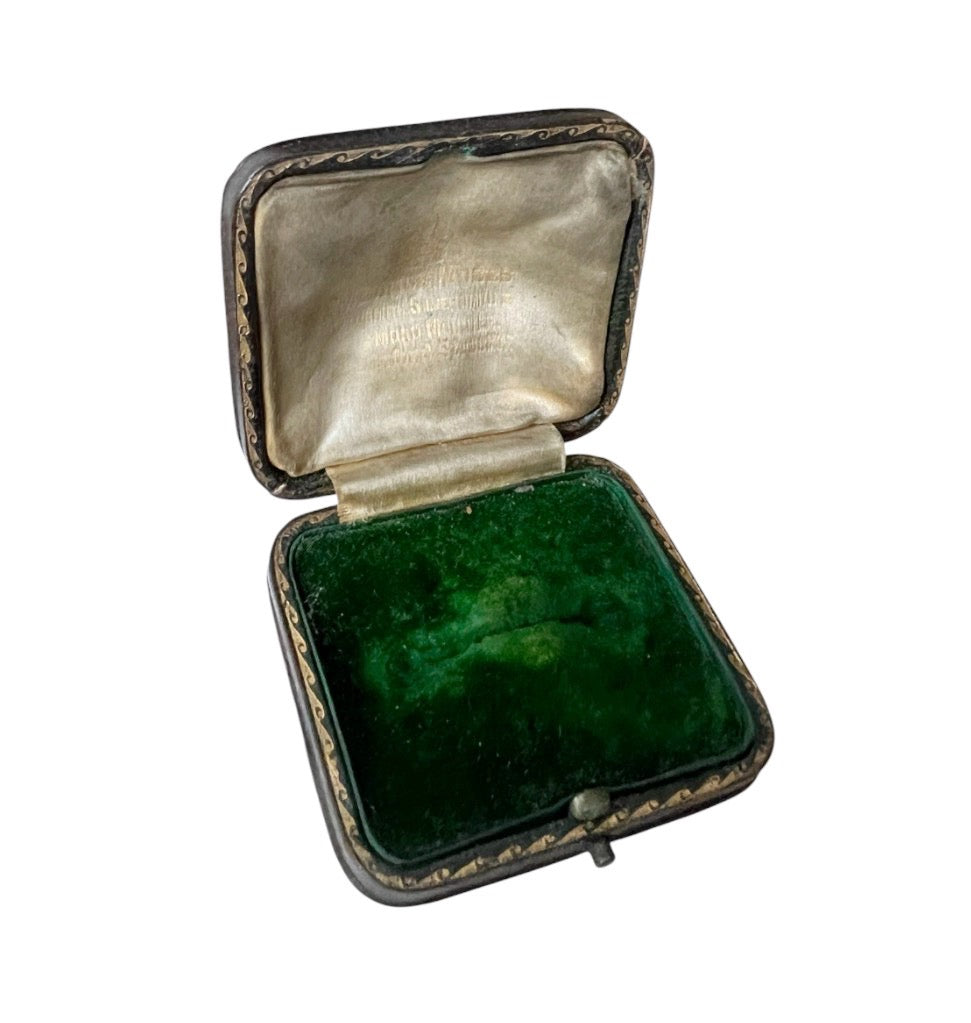 Antique Maurice Moses Jewellery Presentation Box, Green Velvet, London