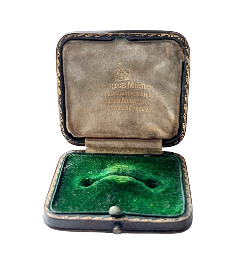 Antique Maurice Moses Jewellery Presentation Box, Green Velvet, London