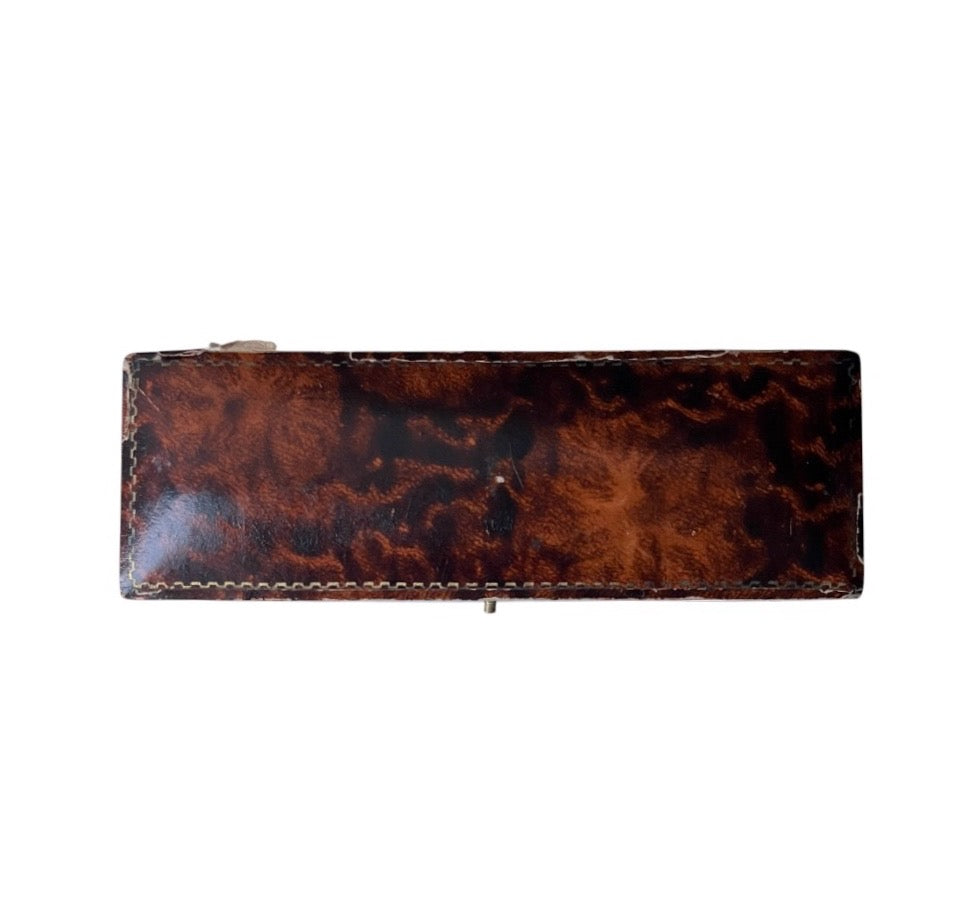 Antique Bracelet Presentation Box, Tortoiseshell Effect & Black Velvet