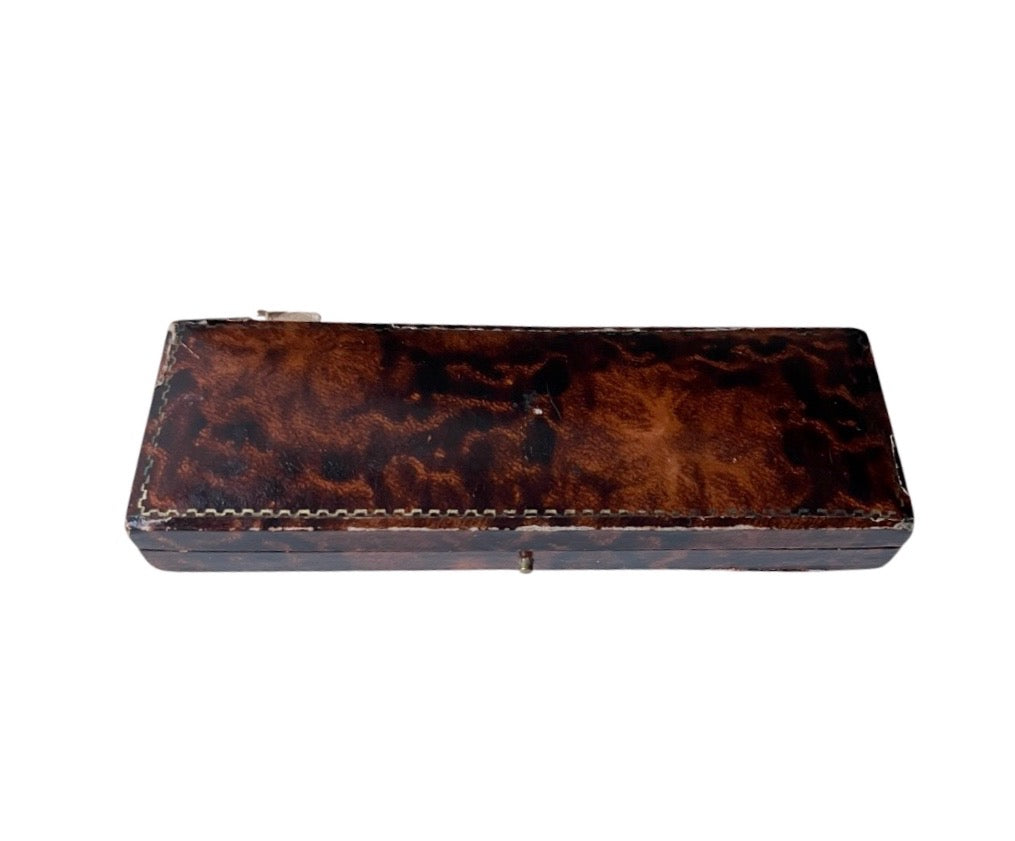 Antique Bracelet Presentation Box, Tortoiseshell Effect & Black Velvet