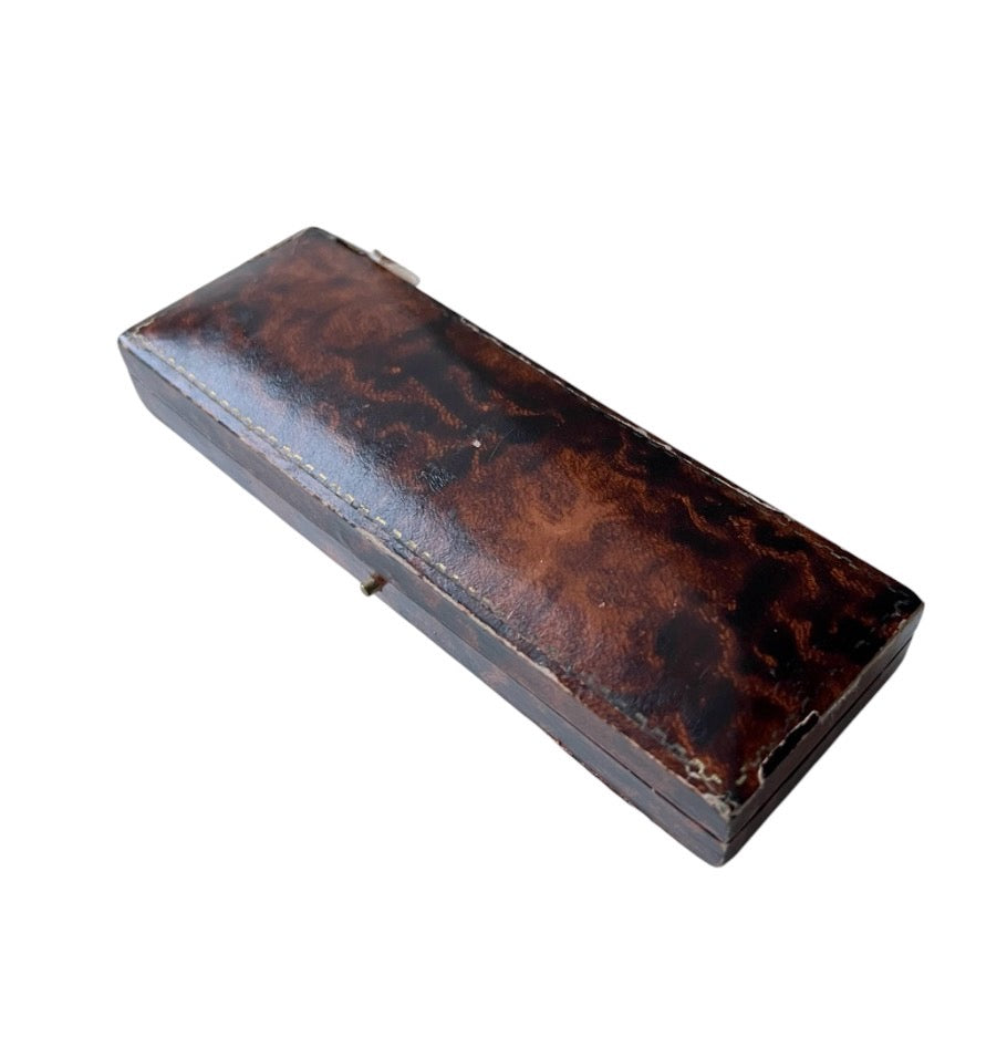 Antique Bracelet Presentation Box, Tortoiseshell Effect & Black Velvet