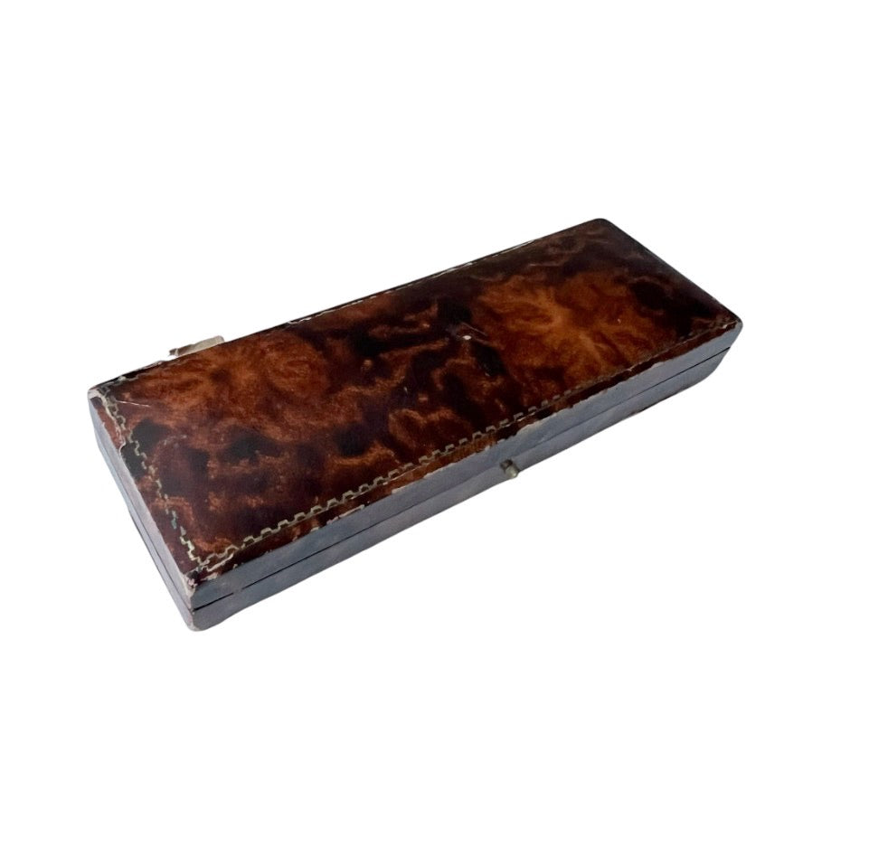 Antique Bracelet Presentation Box, Tortoiseshell Effect & Black Velvet