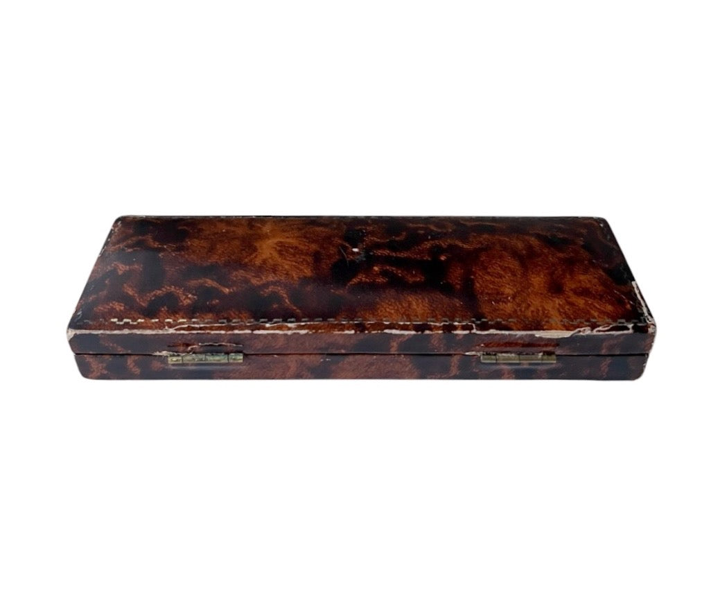 Antique Bracelet Presentation Box, Tortoiseshell Effect & Black Velvet