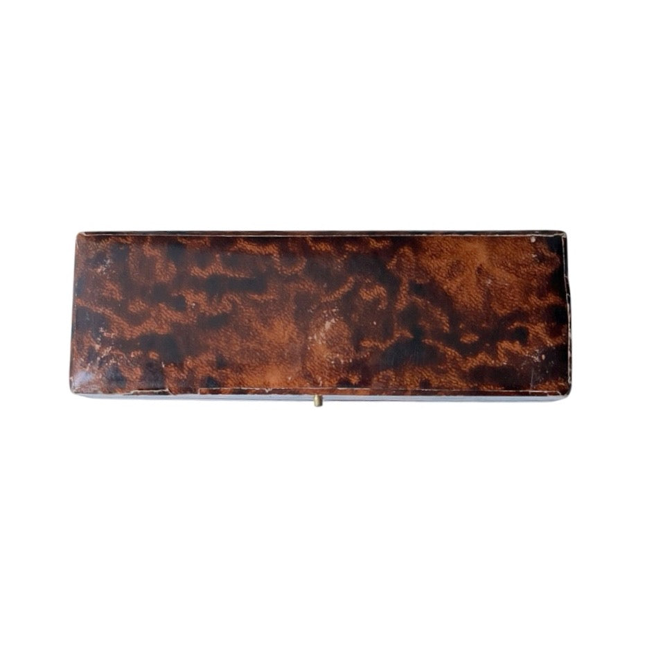 Antique Bracelet Presentation Box, Tortoiseshell Effect & Black Velvet