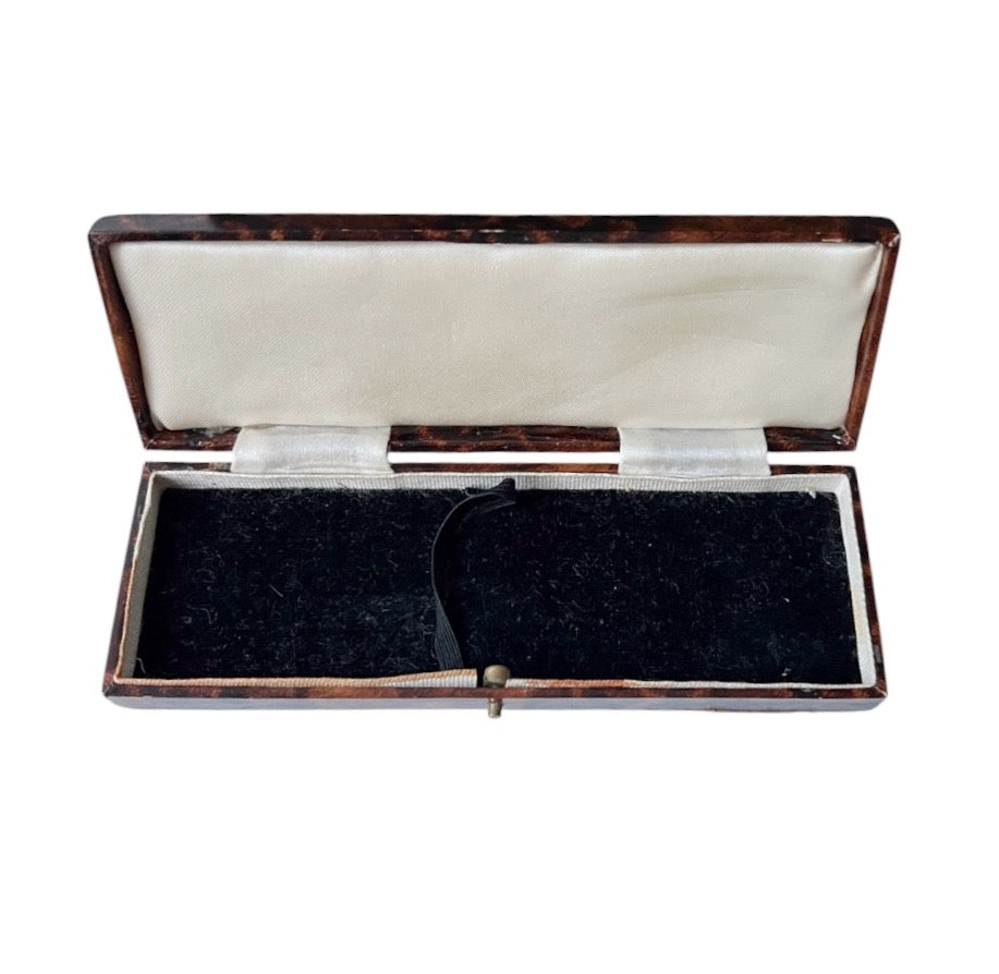 Antique Bracelet Presentation Box, Tortoiseshell Effect & Black Velvet