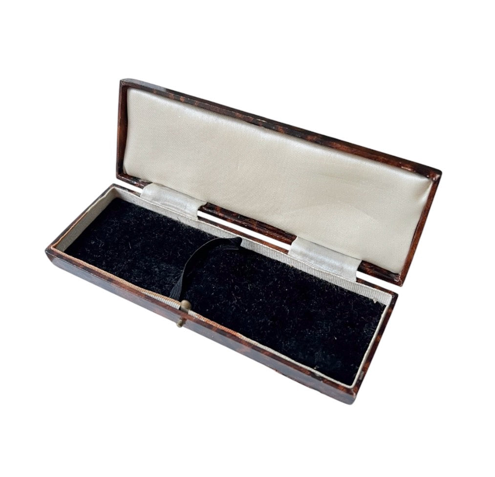Antique Bracelet Presentation Box, Tortoiseshell Effect & Black Velvet