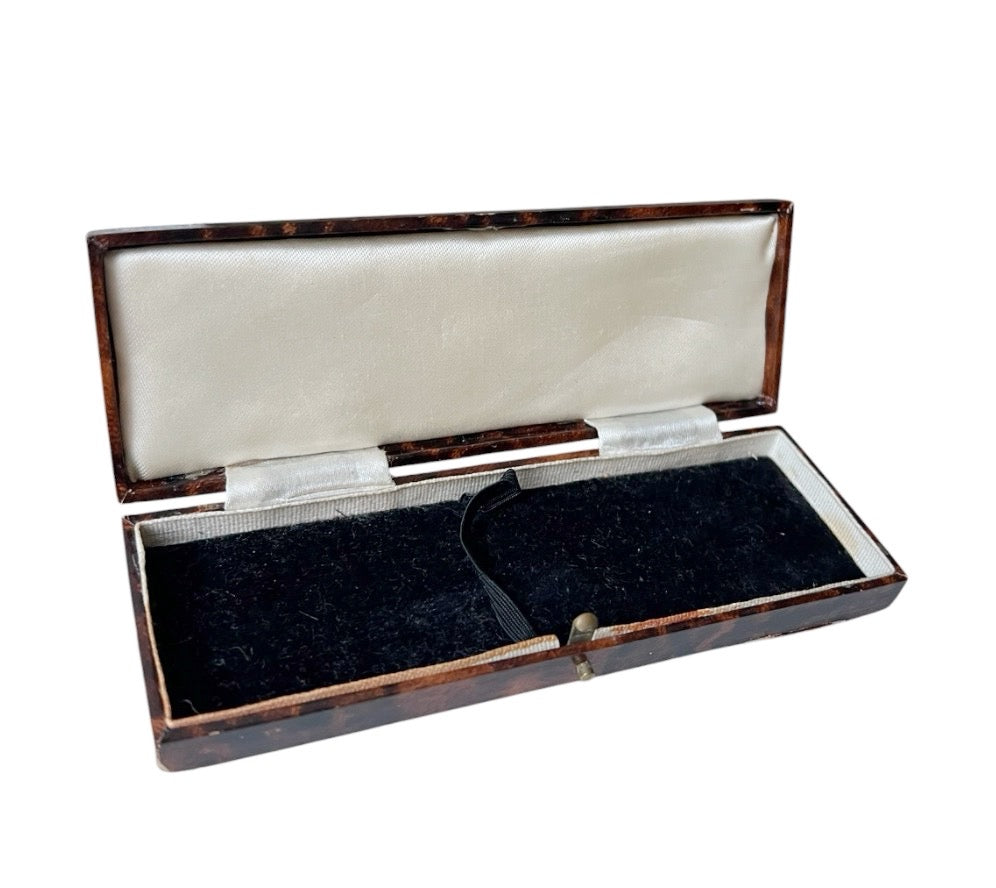 Antique Bracelet Presentation Box, Tortoiseshell Effect & Black Velvet