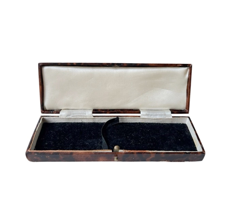Antique Bracelet Presentation Box, Tortoiseshell Effect & Black Velvet