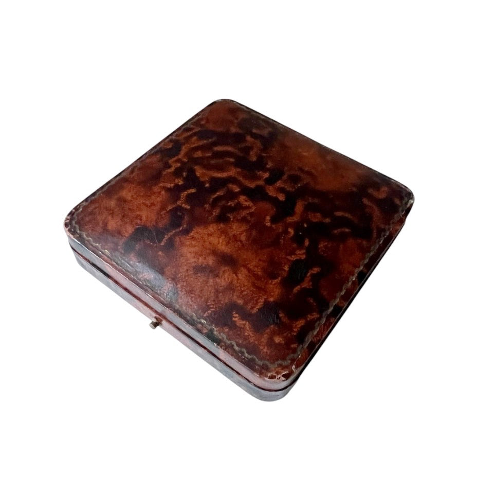 Antique Jewellery Presentation Box, Tortoiseshell Effect & Black Velvet
