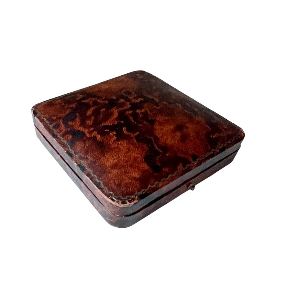 Antique Jewellery Presentation Box, Tortoiseshell Effect & Black Velvet