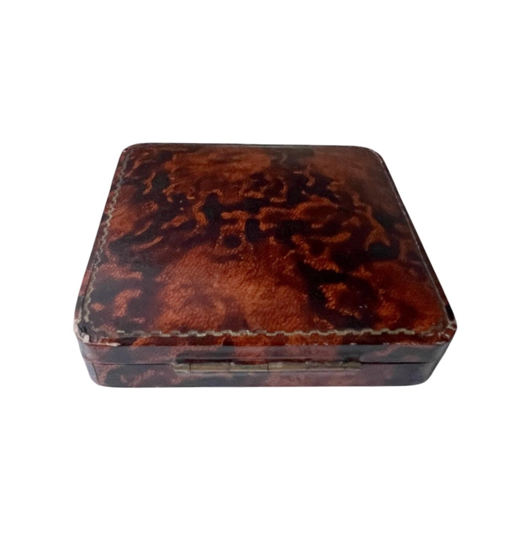 Antique Jewellery Presentation Box, Tortoiseshell Effect & Black Velvet