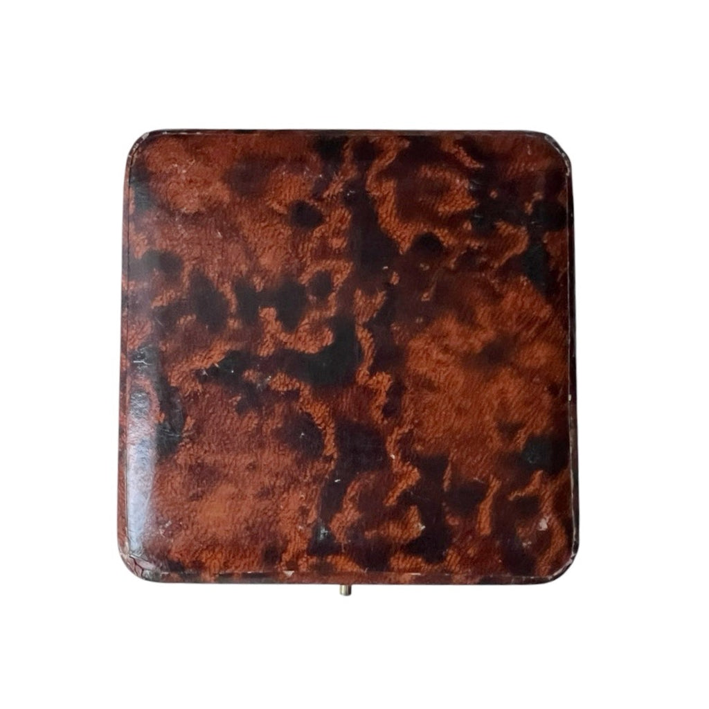 Antique Jewellery Presentation Box, Tortoiseshell Effect & Black Velvet