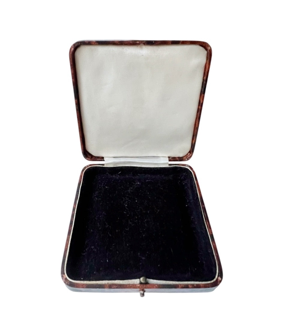 Antique Jewellery Presentation Box, Tortoiseshell Effect & Black Velvet