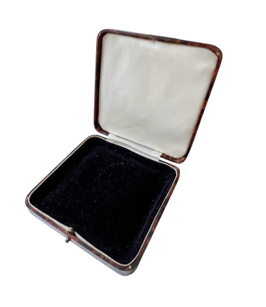 Antique Jewellery Presentation Box, Tortoiseshell Effect & Black Velvet