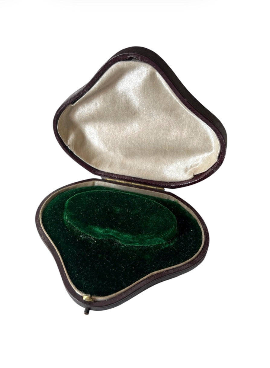 Antique Victorian Leather Jewellery Box Bracelet Watch Presentation Case Green Velvet c. 1900
