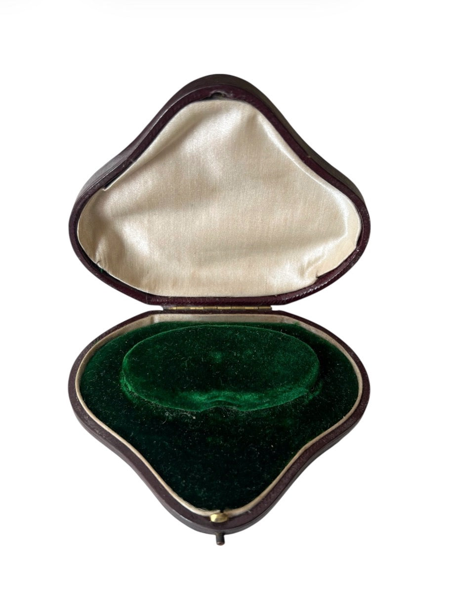 Antique Victorian Leather Jewellery Box Bracelet Watch Presentation Case Green Velvet c. 1900