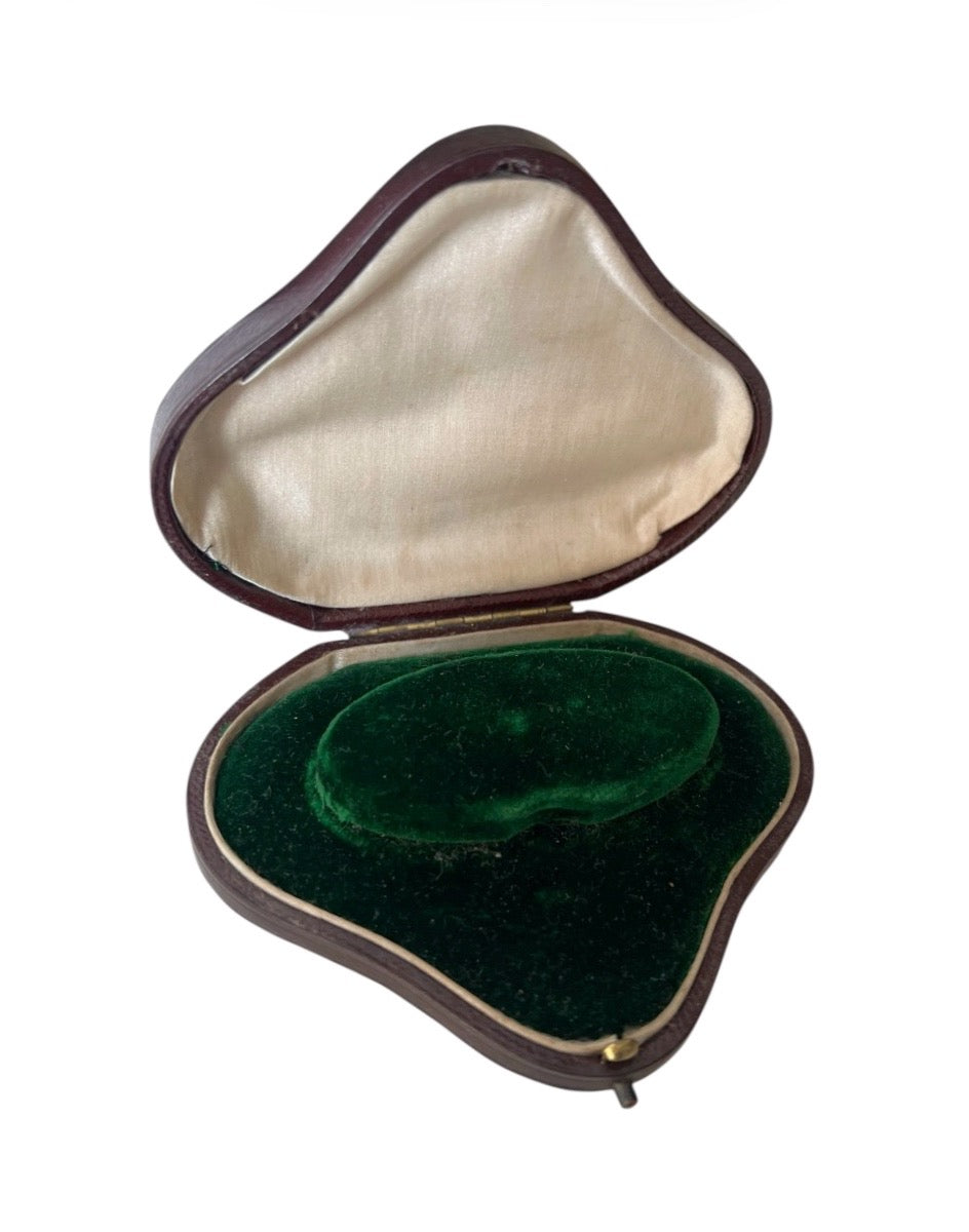 Antique Victorian Leather Jewellery Box Bracelet Watch Presentation Case Green Velvet c. 1900