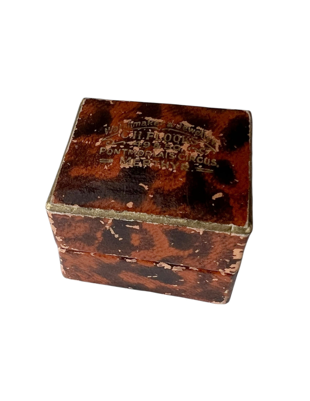 Antique Victorian Ring Box C.H. Flooks Merthyr Wales Jeweller Ring Presentation Box c1880