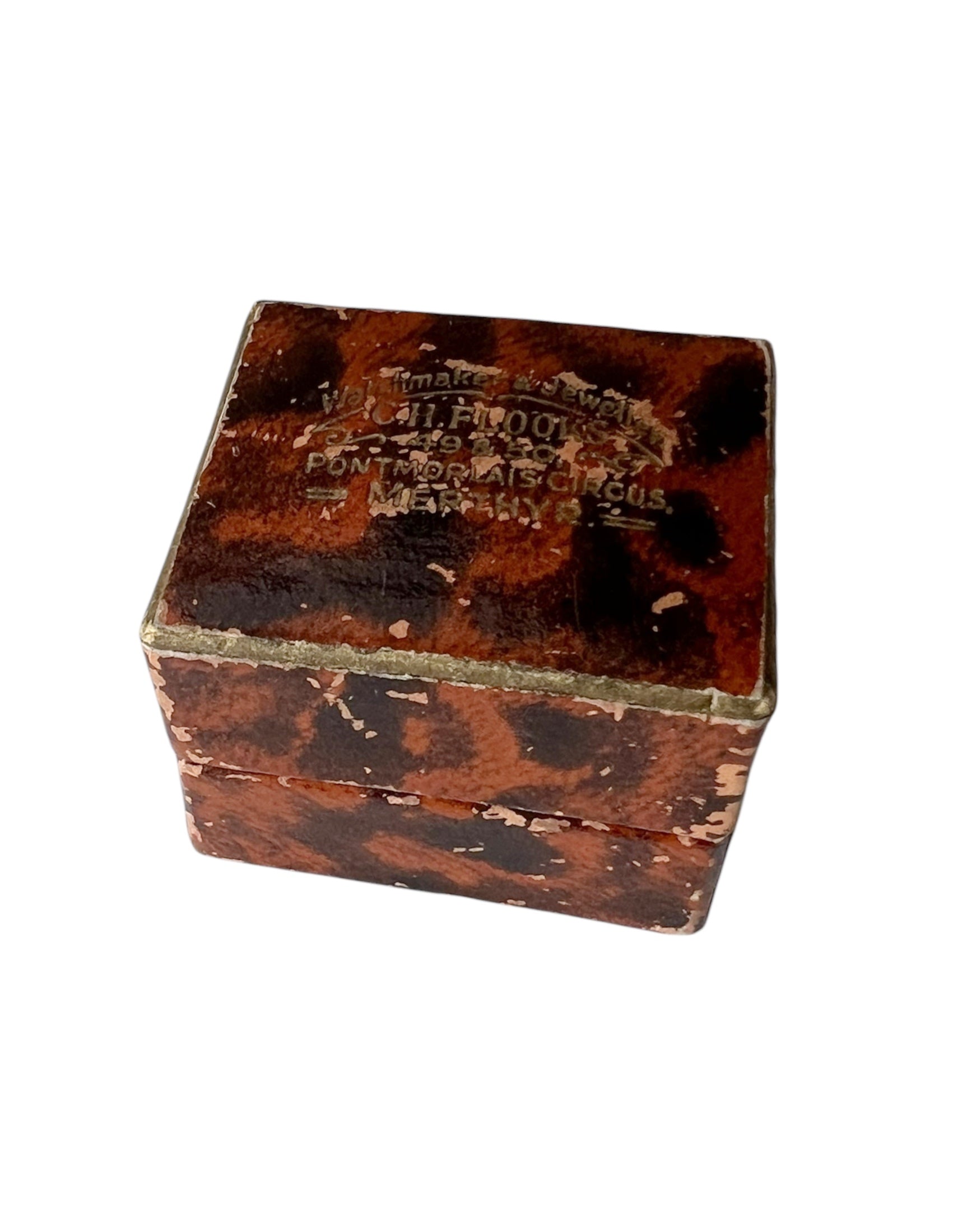 Antique Victorian Ring Box C.H. Flooks Merthyr Wales Jeweller Ring Presentation Box c1880