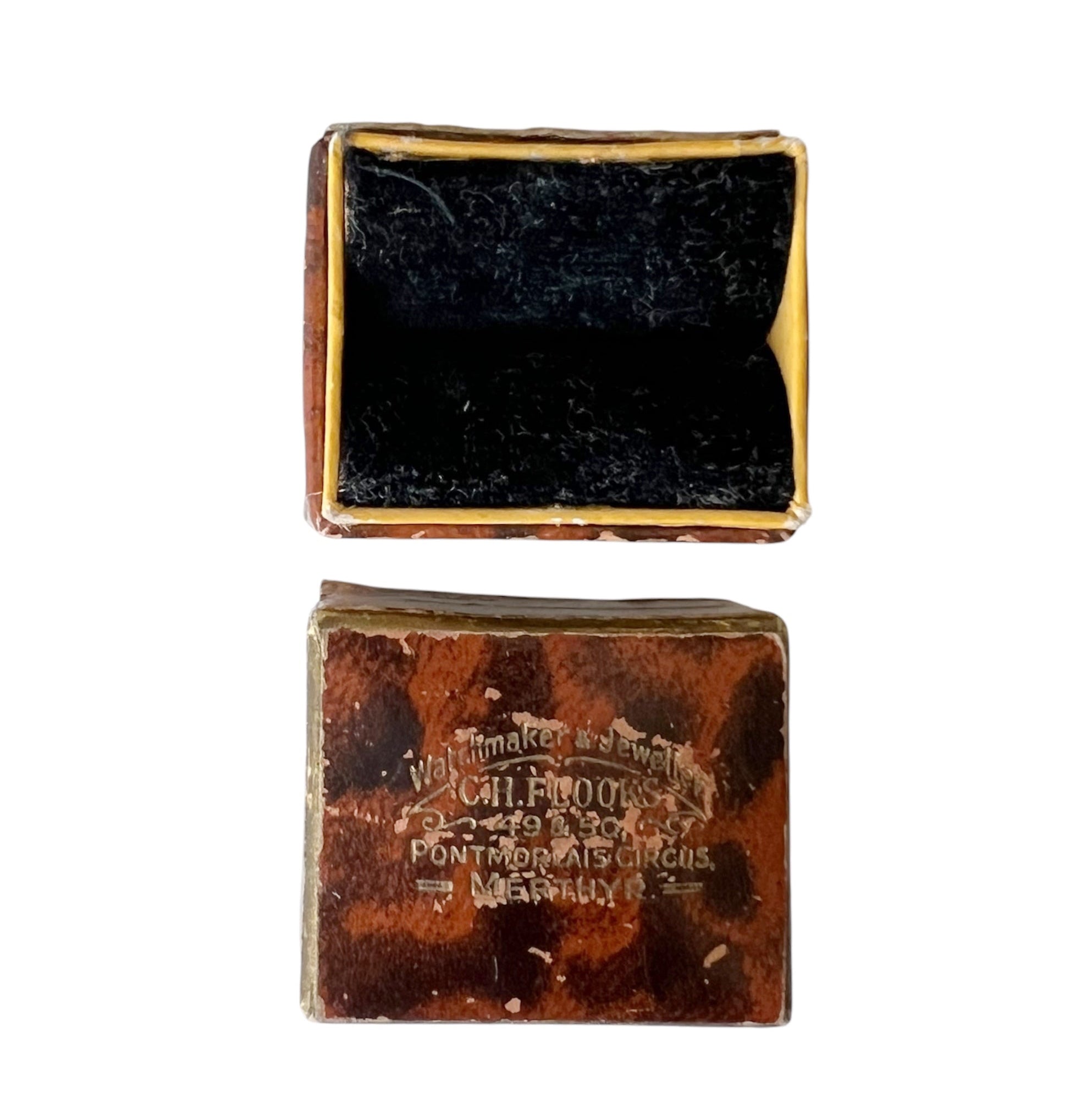 Antique Victorian Ring Box C.H. Flooks Merthyr Wales Jeweller Ring Presentation Box c1880